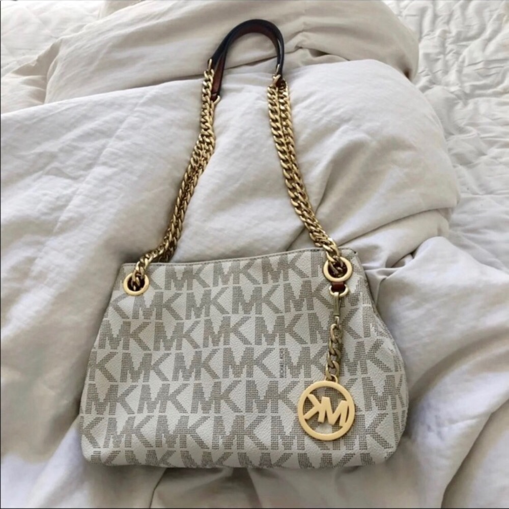 Michael Kors Gold Monogram Shoulder Bag